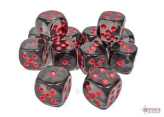 Translucent Smoke/red 16mm d6 Dice Block (12 dice) - CHX23618